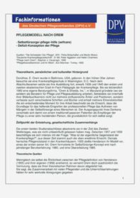 Pflegemodell nach Orem – Fachinformationen des Deutschen Pflegeverbandes (PDF-Datei)